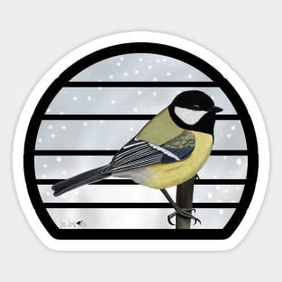 Great Titmouse Bird Illustration Sticker